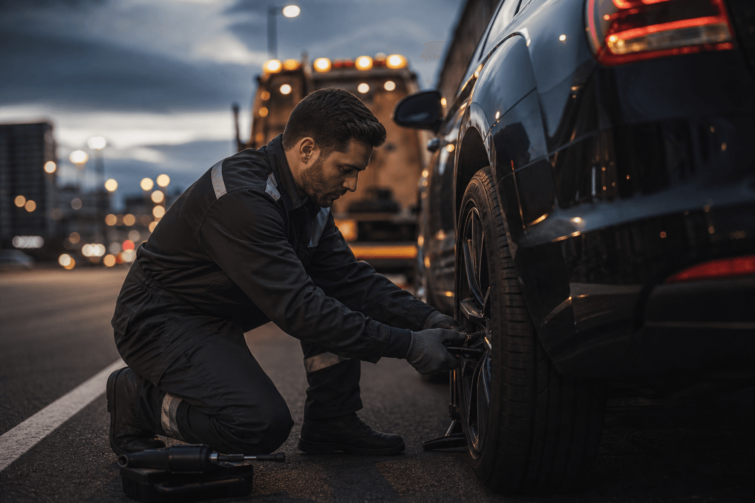 Emergency roadside assistance for a vehicle