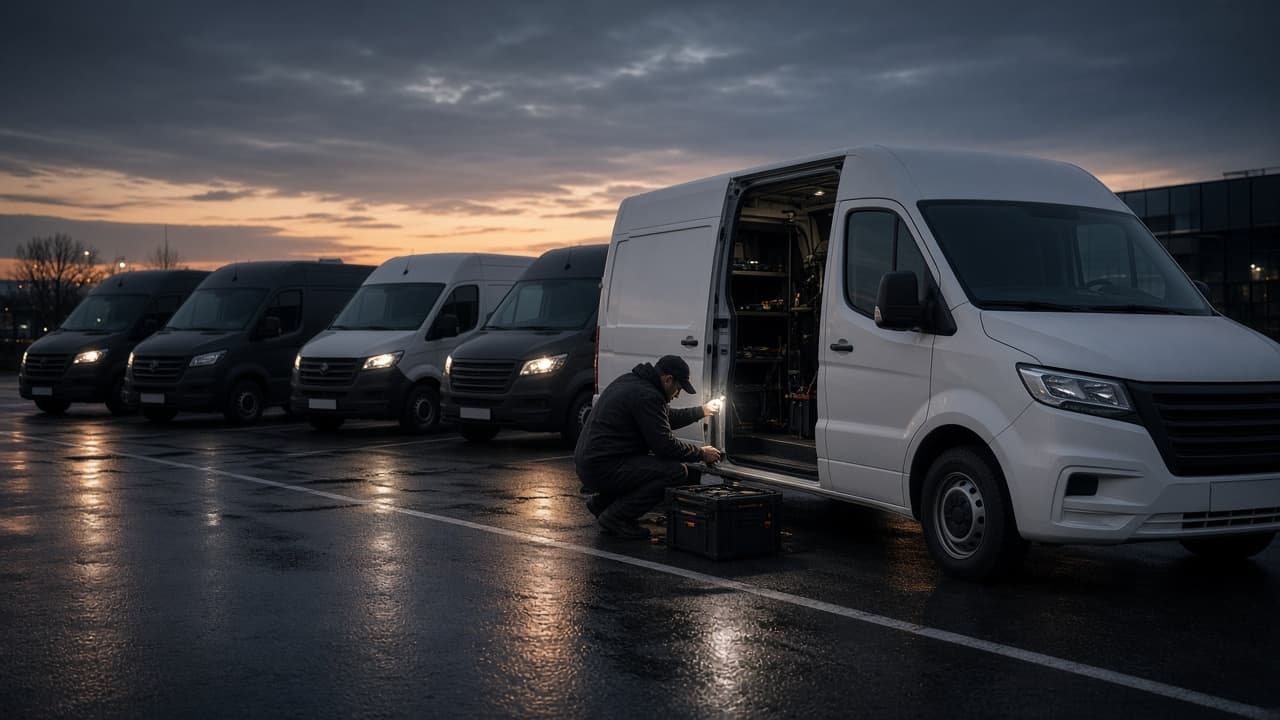 Fleet vehicles receiving mobile maintenance